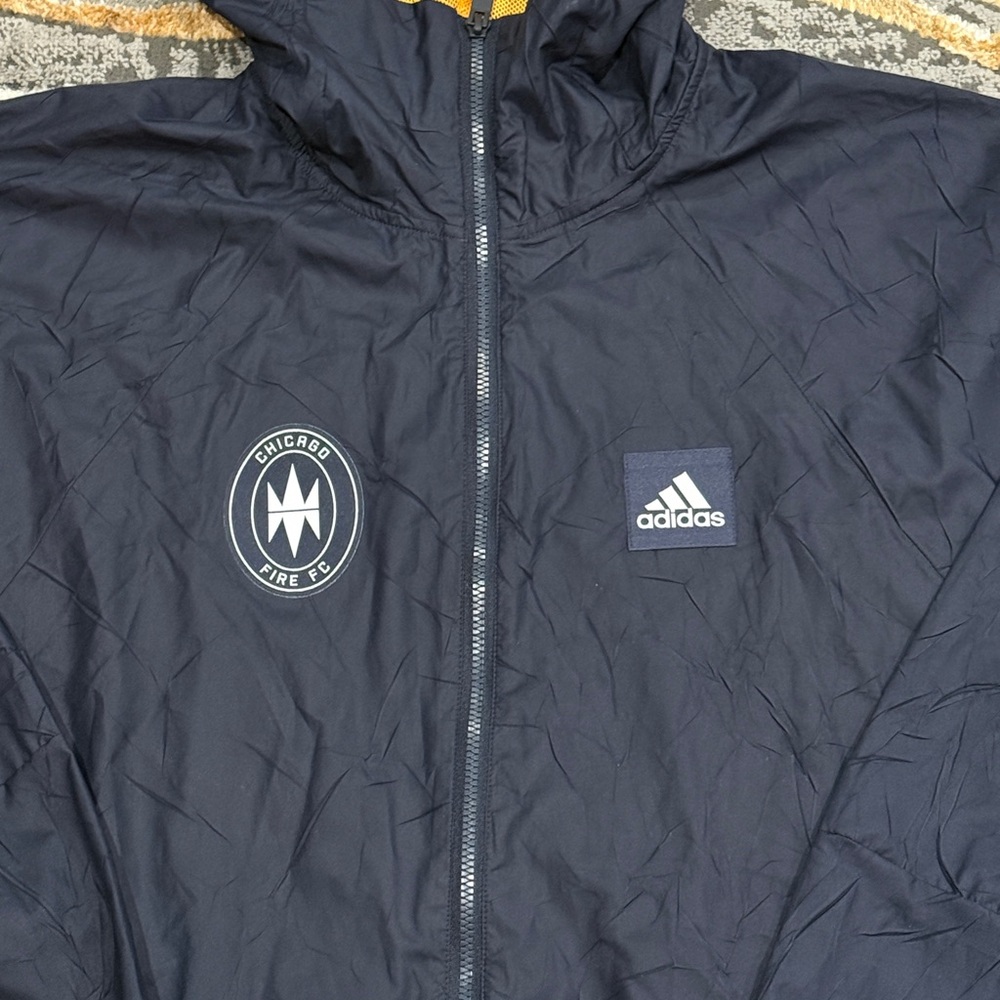 Adidas Chicago Fire FC MLS Blue Soccer Jacket Windbreaker Primeblue GK1767 Men L - Picture 3 of 9